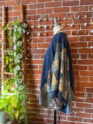 OOAK Winter Collection - Upcycled Crescent Moon Patchwork Poncho Style Top 🌼