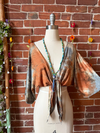 OOAK Spring Collection - Size XS/Small Callisto Kantha Crescent Moon Tie Dye Wrap Bolero