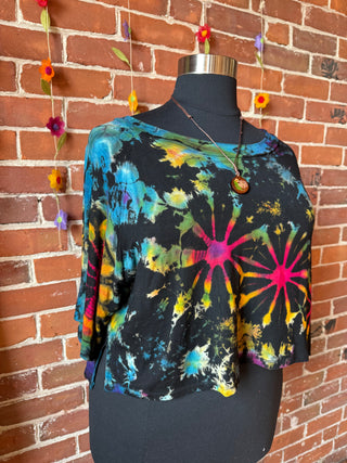 Dark Side of the Moon Black Rainbow Cropped Tie Dye Tee
