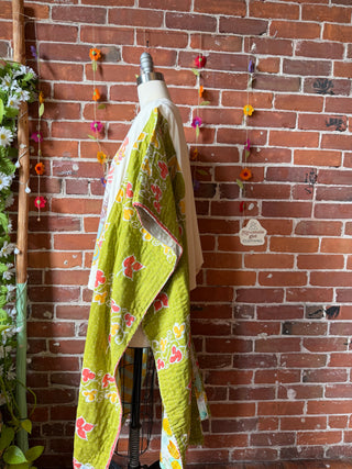 OOAK Summer Collection- Upcycled Dreamer Butterfly Hi Lo Kantha Poncho Tee