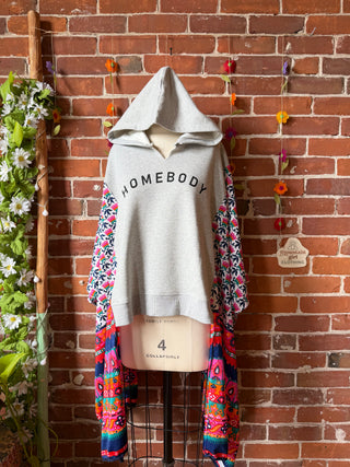 OOAK Summer Collection- Upcycled Homebody Vintage Fabric Hoodie Poncho