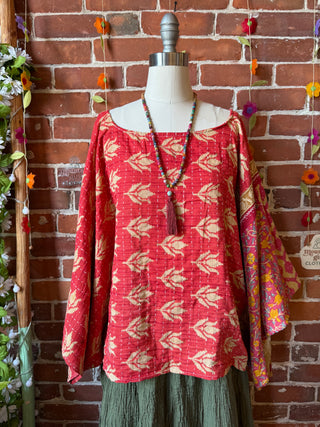 OOAK Summer Collection - Reversible Cosmic Drift Kantha Poncho Top - 2 Tops in 1