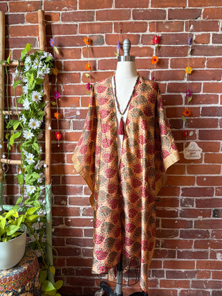 Summer Dreams 100% Silk Poncho Robe- Fair Trade Made