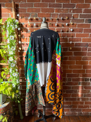 OOAK Winter Collection- Upcycled Journey Inspired Hi Lo Kantha Poncho Top