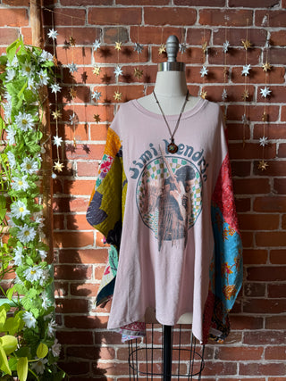 OOAK Winter Collection- Upcycled Jimi Hendrix Inspired Kantha Poncho Tee