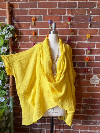 Earth & Sky Linen Cowl Poncho Top - Made in Italy - Multiple Colors Available