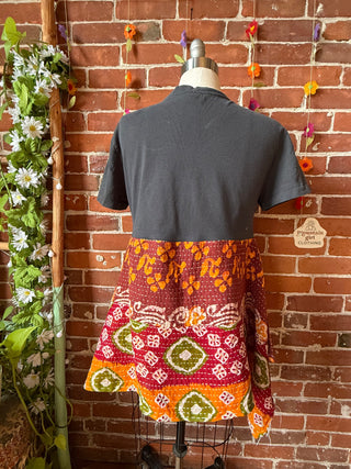 OOAK Summer Collection- Upcycled Queen Inspired Kantha Tunic Top Size Small/Medium