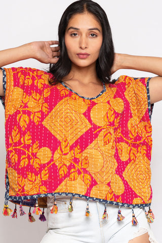 Kantha Summer Solstice Patchwork Reversible Crop Top