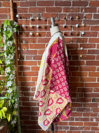 OOAK Winter Collection- Upcycled Billy Strings Highway Prayers Lyrics Kantha Poncho Top