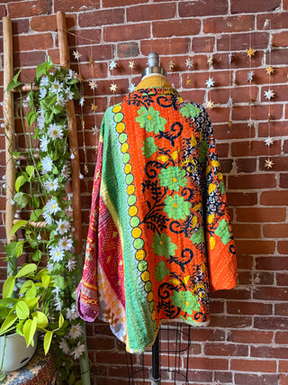 OOAK Autumn Collection - Reversible Gemini Kantha Cocoon Shawl