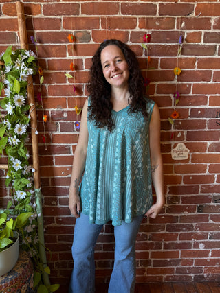 Turquoise Moon Batik Festival Tank Top - Fair Trade Made - Final Sale