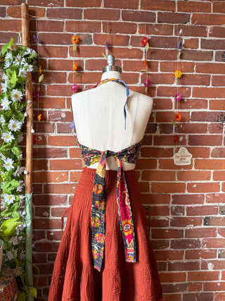 In Bloom Reversible Kantha Halter Top - 100% Cotton - Fair Trade Made - “Plus” Size