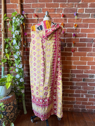 Twilight Reversible Kantha Long Hooded Duster Vest