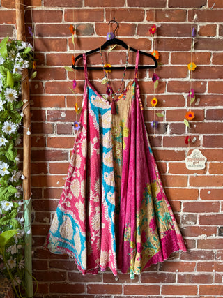 Coffee In The Morning Midi Kantha Summer Dress With Pockets - Fits up to 2X