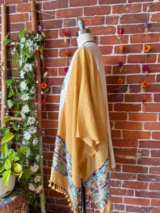 Stevie Nicks Inspired Golden Yellow Tassel Embroidered Poncho