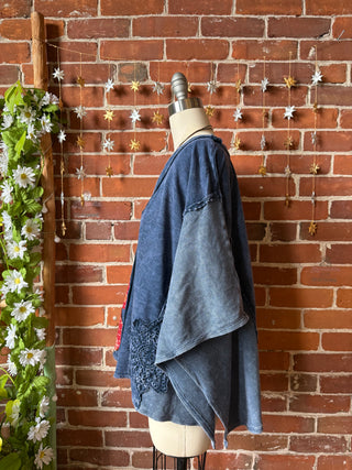 OOAK Winter Collection - Upcycled Flower Patchwork Poncho Style Top 🌼