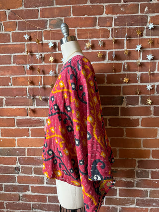 Cosmic Drift Reversible Kantha Poncho Top