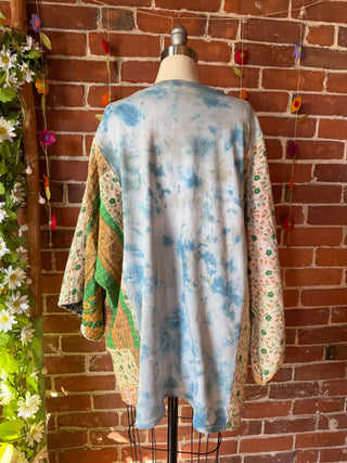 OOAK Autumn Collection - Upcycled Pearl Classic Rock Inspired Kantha Bell Sleeve Top