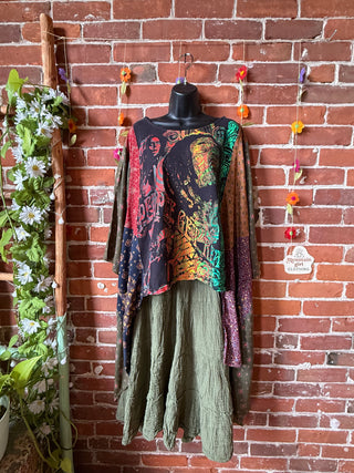 OOAK Summer Collection- Upcycled Bob Marley Inspired Flowy Hybrid Hi Lo Tee