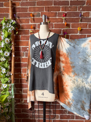 OOAK Summer Collection- Upcycled Moon Tribe Flowy Tie Dye Tunic Poncho