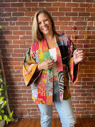 Solstice Reversible Kantha Kimono Patchwork Jacket