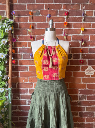 Size 0-12 In Bloom Reversible Kantha Halter Top
