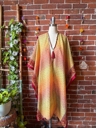 Summer Dreams 100% Silk Poncho Robe- Fair Trade Made