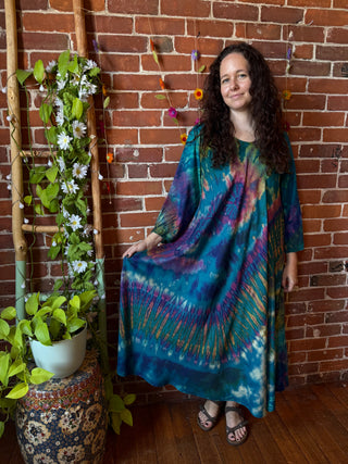 Oh So Flowy Tie Dye Long Sleeve Dress - Fair Trade Made