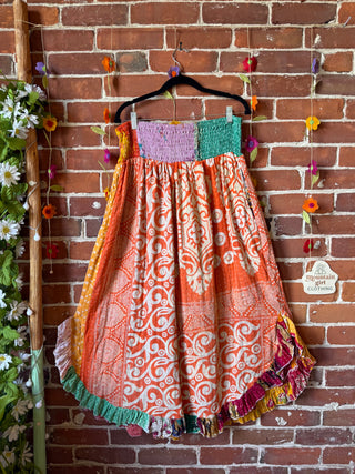 Coffee In The Morning Kantha Ruffle Wide Leg Lounge Pants - Fits up to 2X - Fair Trade Made