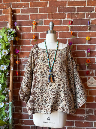 OOAK Spring Collection - Reversible Cosmic Drift Kantha Poncho Top - 2 Tops in 1