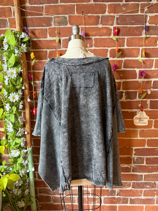 OOAK Spring Collection - Upcycled Kantha Peace Sign Patch Patchwork Poncho Style Top ☮️