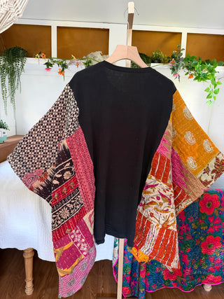 OOAK Summer Collection- Upcycled Guns N’ Roses Kantha Poncho Tee