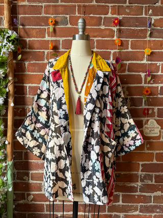 OOAK Summer Collection - Upcycled 80’s Rock Inspired Vintage Kantha Jacket