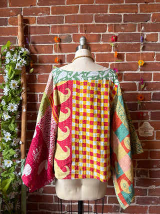 OOAK Summer Collection - Reversible Cosmic Drift Kantha Poncho Top - 2 Tops in 1