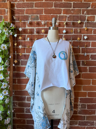 OOAK Autumn Collection - Upcycled Blue Goose Farm Veggies Hi Lo Poncho Top