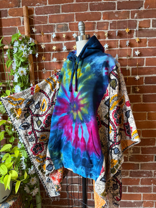 Soul Shine Maine X Mountain Girl Collab OOAK Upcycled Tie Dye Kantha Hoodie