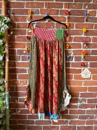 Coffee In The Morning Kantha Ruffle Wide Leg Lounge Pants - Fits up to 2X - Fair Trade Made