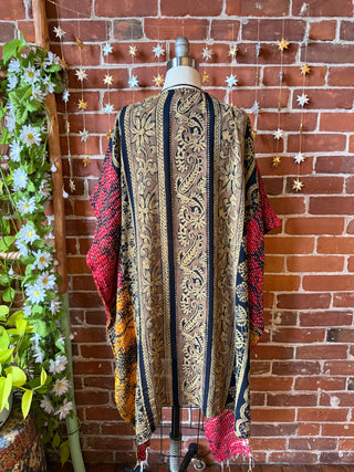 OOAK Autumn Collection - Upcycled Flowy Kantha Poncho Top