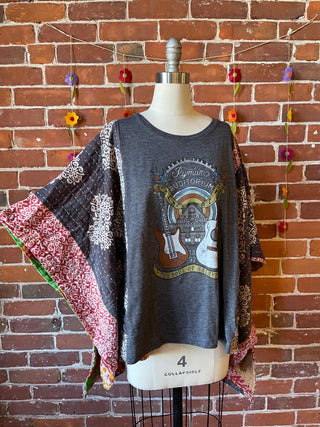 SEND IN YOUR OWN BAND TEE or Sweatshirt-Custom Kantha Poncho Style