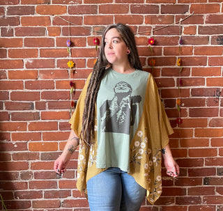 Willie Nelson Inspired Golden Daisy Yellow Embroidered Poncho - Limited Release