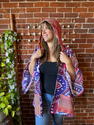 OOAK Autumn Collection - Upcycled Patchwork Mixed Fabric Bell Sleeve Robe