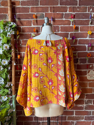 OOAK Summer Collection - Reversible Cosmic Drift Kantha Poncho Top - 2 Tops in 1!
