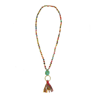 Upcycled Kantha Tassel Necklace