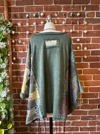 OOAK Autumn Collection - Upcycled Flower Patchwork Poncho Style Top 🌼