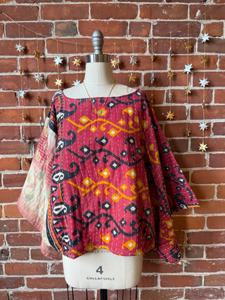 Cosmic Drift Reversible Kantha Poncho Top