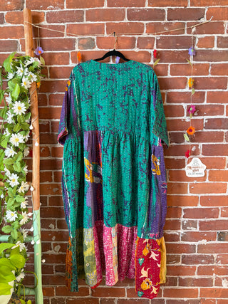 Coffee In The Morning Kantha Dress - Fits up to 3X - 100% Cotton- Fair Trade Made