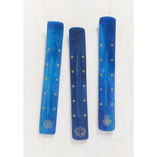 Sustainable Mango Wood Celestial Blue Incense Holder