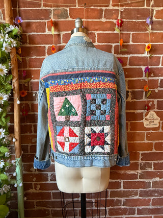 OOAK Autumn Collection - Size Medium Upcycled Patchwork Quilt Denim Jacket