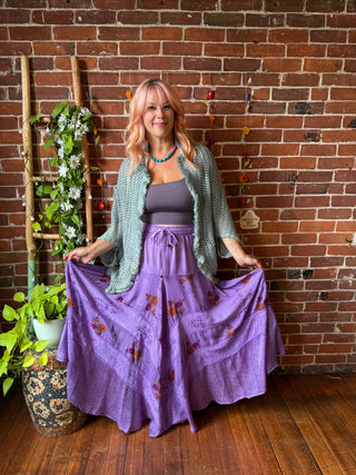 Floral Stevie Mineral Wash Skirt Maxi Length - Multiple Colors Available - Fair Trade Made