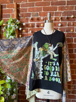 OOAK Autumn Collection - Upcycled Frog+ Toad Patchwork Angel Wing Poncho Top